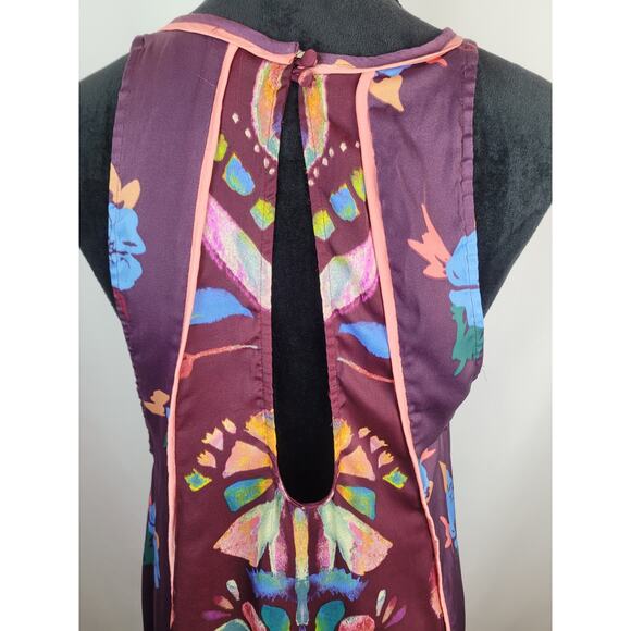 Free People Burgundy Floral Dream Free Tunic Top Blouse Size S - Picture 6 of 9